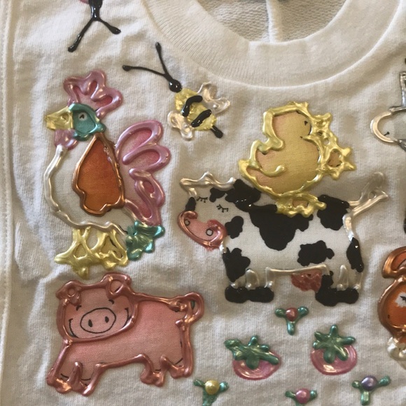 Handmade bib with farm animals. One size - Picture 6 of 7